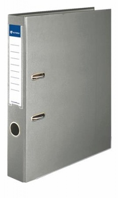 Iratrendező, 50 mm, A4, PP/karton, élvédő sínnel, VICTORIA OFFICE, "Basic", szürke
