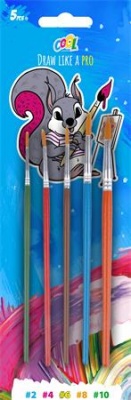 Ecsetkészlet, no. 2-4-6-8-10, fa, COOL BY VICTORIA, festett nyelű