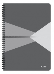 Spirálfüzet, A4, kockás, 90 lap, PP borító, LEITZ "Office", szürke