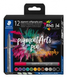 Kalligrafikus filctoll készlet, 2 mm, STAEDTLER "Pigment 375", 12 különböző szín